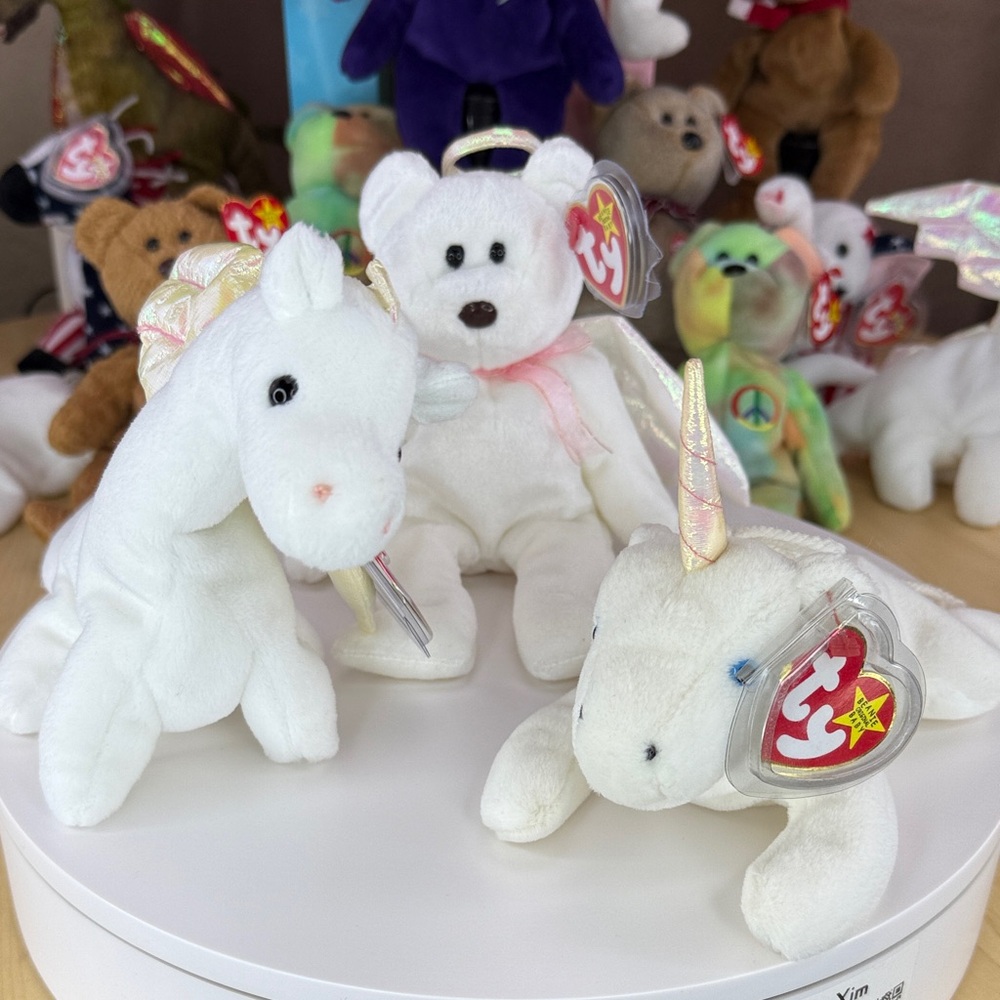 ❤️🐲🦄🪽BEANIE BABY BUNDLE - 🐲MAGIC, 🦄MYSTIC, 🪽HALO